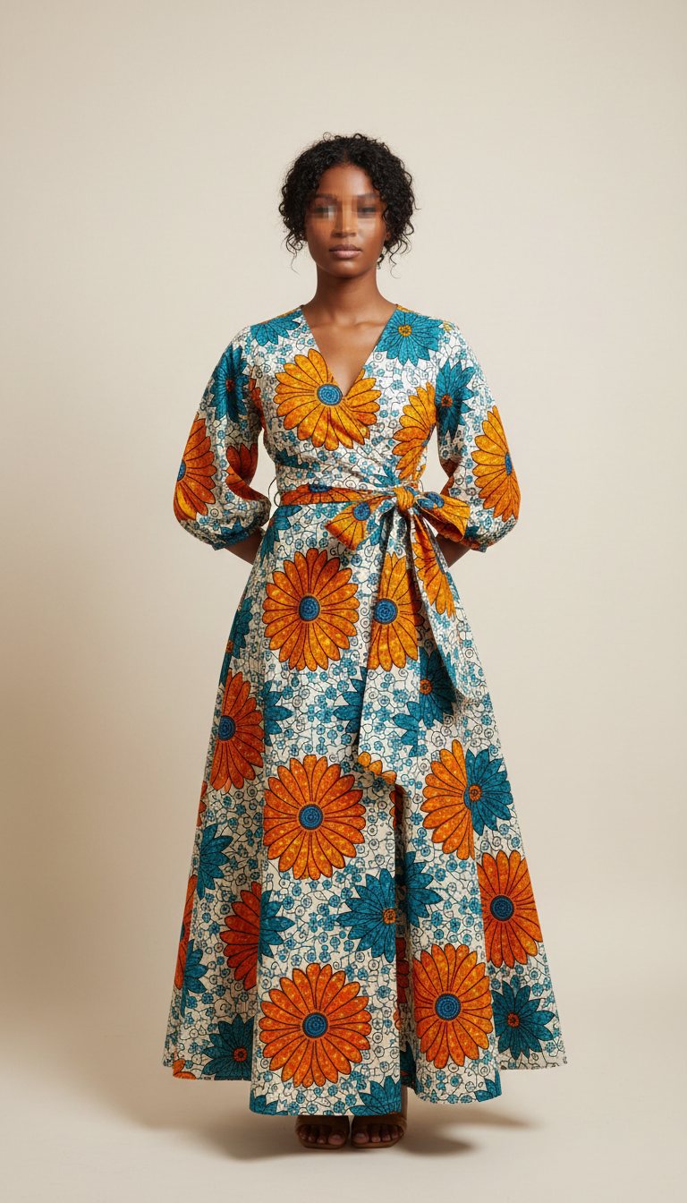 Cotton Ankara Wrap Dress